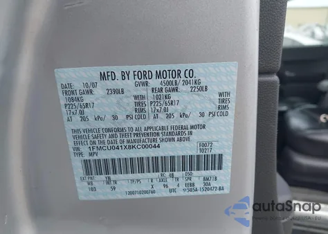 2008 Ford Escape Limited из США, поврежденный, VIN 1FMCU041X8KC00044